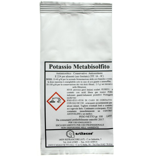 100 GR - METABISOLFITO DI POTASSIO INIBENTE...