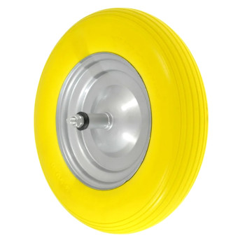 350 X 80 MM - MOZZO 110 MM - RUOTA RICAMBIO CARRIOLA ANTI FORATURA GOMMA PIENA ASSE 12X170