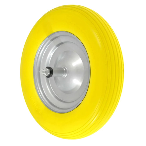 350 X 80 MM - MOZZO 110 MM - RUOTA RICAMBIO CARRIOLA ANTI FORATURA GOMMA PIENA ASSE 12X170