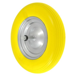 350 X 80 MM - MOZZO 110 MM - RUOTA RICAMBIO CARRIOLA ANTI FORATURA GOMMA PIENA ASSE 12X170