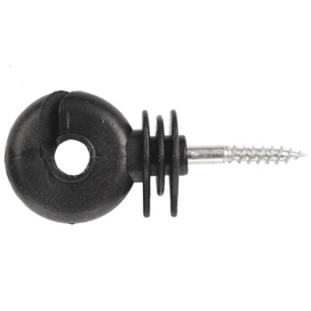 ISOLATORE NERO AD ANELLO CON VITE CORTA PER LEGNO RECINTO ELETTRIFICATO ANIMALI