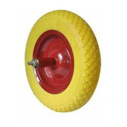 RUOTA CARRIOLA ANTIFORATURA GOMMA PIENA POLIURETANO ANTIFORO RUN FLAT RICAMBIO 350 mm - asse 12x210 mm - mozzo 150 mm