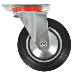 RUOTA CON SUPPORTO GIREVOLE DIAM 160 MM IN GOMMA RICAMBIO PER CARRELLO