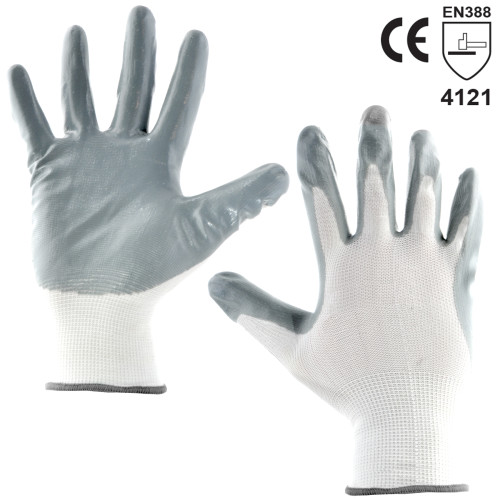 TG 7 GUANTI DA LAVORO NITRILE GRIGIO NYLON PROTEZIONE ANTINFORTUNISTICA