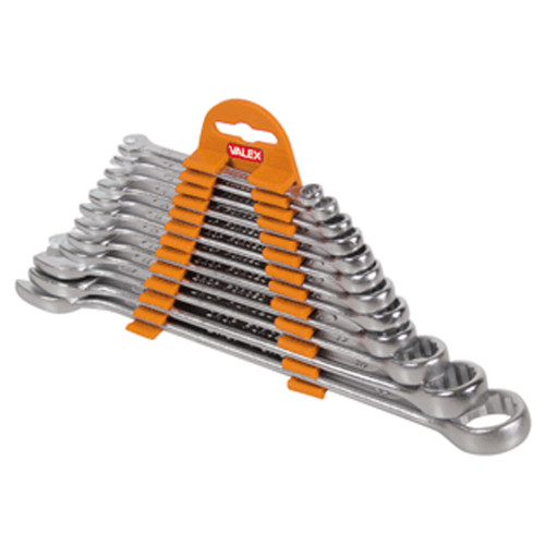 VALEX SET 12 CHIAVI COMBINATE ANELLO FORCHETTA ACCIAIO CROMO VANADIO LINEA PRO