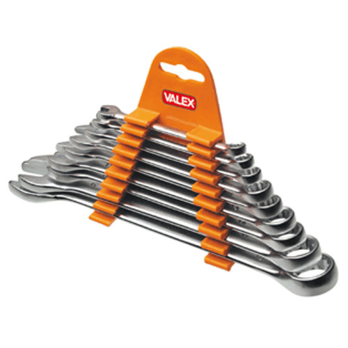 VALEX SET 9 CHIAVI COMBINATE ANELLO FORCHETTA ACCIAIO CROMO VANADIO LINEA PRO
