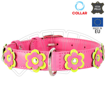18-21 CM X 9 MM COLLARE FIORI PER CANE CANI ROSA IN PELLE COLLARINO CANI FIBBIA