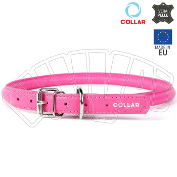 53-63 CM X 13 MM COLLARE SOFT ROSA IN PELLE PER CANE - COLLARINO CANI FIBBIA